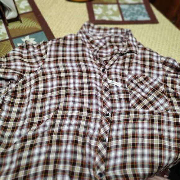 New Terra & Sky Multi-Colored Plaid Button Down Shirt Size Women's 3X - Picture 2 of 3